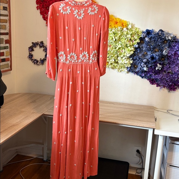 FREE PEOPLE Embroidered Fable Dress Floral Embroidered Midi - Picture 4 of 13